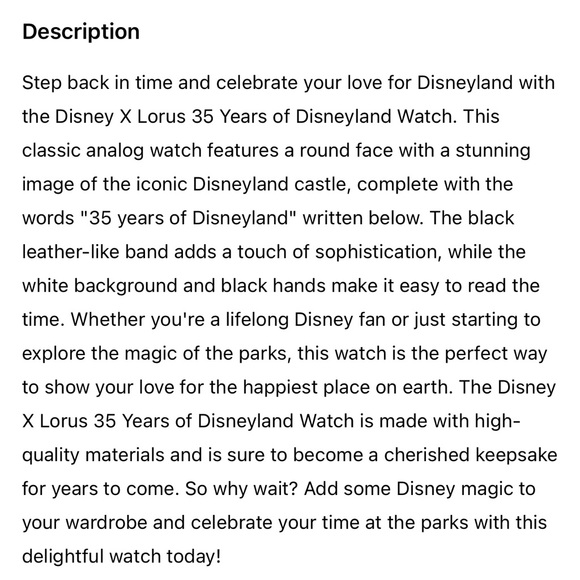 Disneyland 35 Years Anniversary Watch Vintage Lorus Quartz 1990 Release Edition - Picture 6 of 6